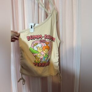 Flintstones Graphic One Shoulder Tank Top Tee